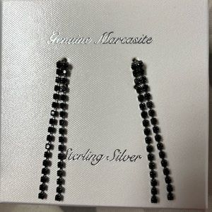 New genuine marcasite & sterling silver dangling earrings